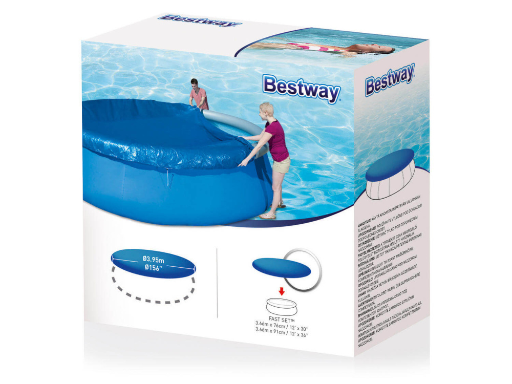 Тент для бассейнов с надувным бортом Bestway Fast Set Pools 366 см (d 395 см) (58034 BW)