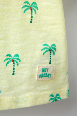 ZARA ФУТБОЛКА С ПРИНТОМ «ПАЛЬМЫ», СВЕТЛО-ЖЕЛТЫЙ