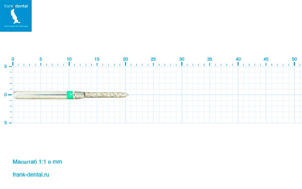 Бор алмазный зеленый  Frank Dental типа FG - D.878.012.G.FG