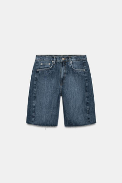 ZARA ДЖИНСОВЫЕ ШОРТЫ RELAXED СО СРЕДНЕЙ ПОСАДКОЙ — ZW COLLECTION, ВЫЦВЕТШИЙ СИНИЙ