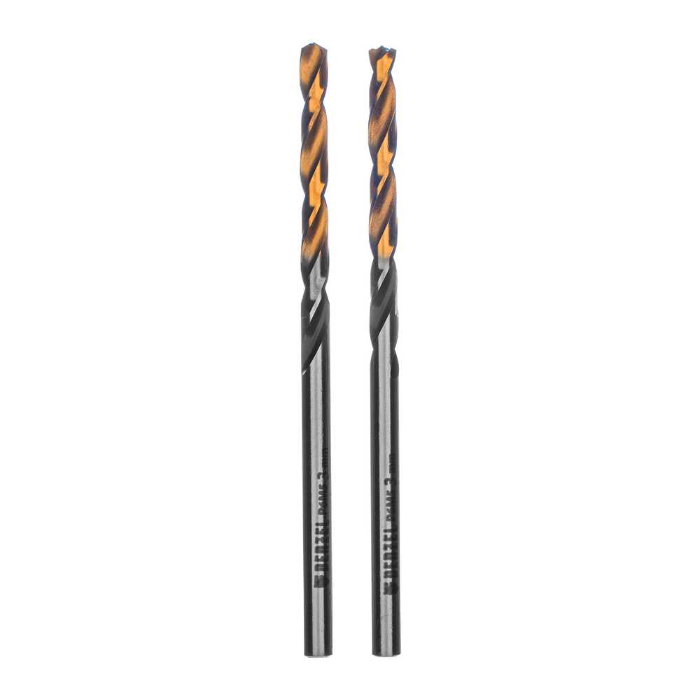 Сверло спиральное по металлу 3 x 61мм, Р6М5, Golden Tip, многогранная заточка, 2шт. Denzel