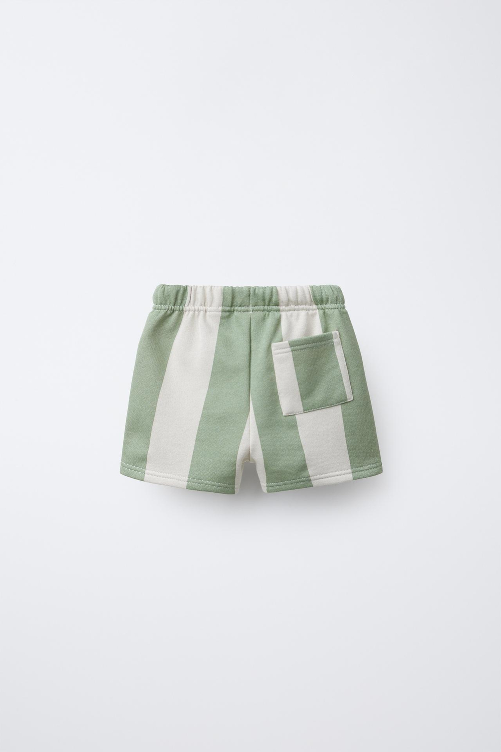 ZARA ШОРТЫ-БЕРМУДЫ В ПОЛОСКУ С ВЫШИТОЙ НАДПИСЬЮ, ЗЕЛЕНЫЙ