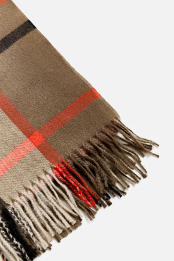 ZARA ШАРФ В КЛЕТКУ, КОРИЧНЕВЫЙ