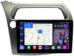 Магнитола для Honda Civic 8 хэтчбэк 2006-2011 левый руль - FarCar 3233M монитор 9.5" QLED на Android 14, TS18, CarPlay, 4G SIM-слот