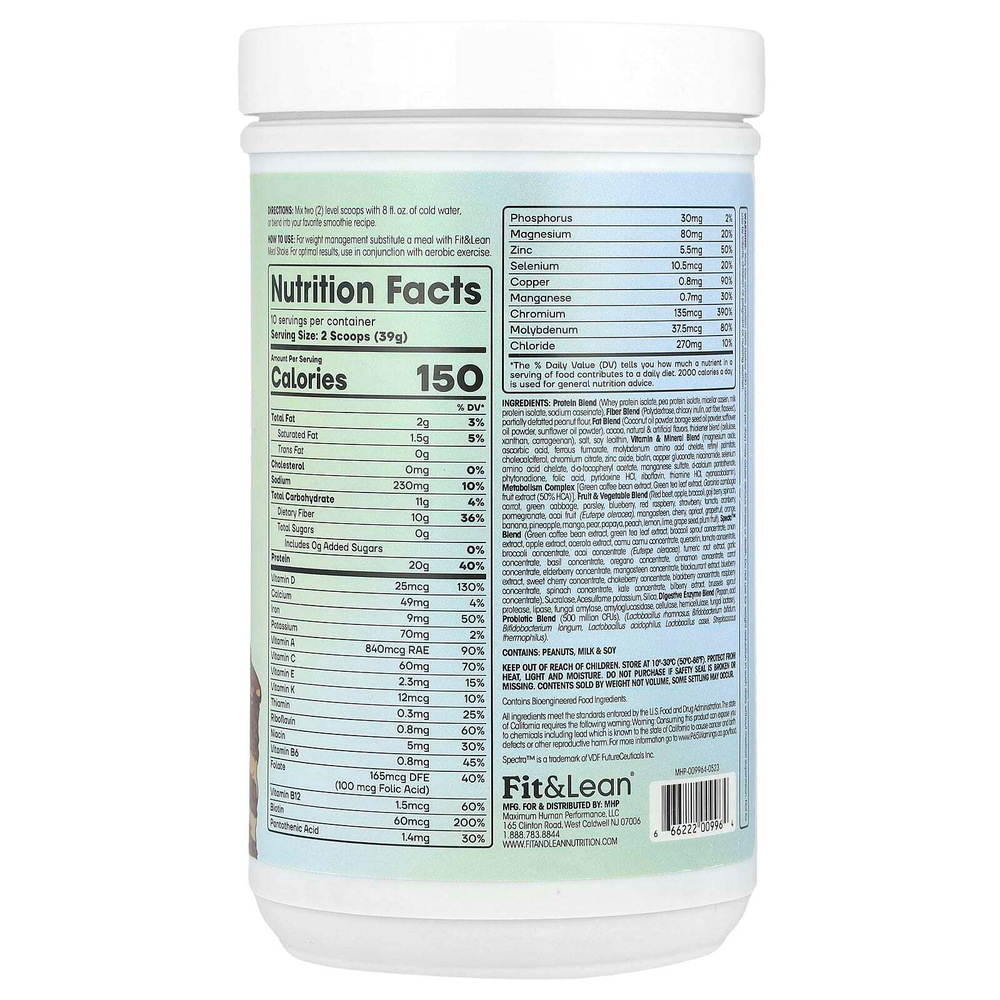 Fit & Lean, коктейль, комплексное питание для фитнеса, шоколадный пирог с арахисовой пастой, 390 г (0,86 фунта)