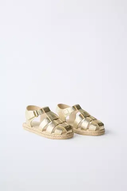 ZARA САНДАЛИИ С МЕТАЛЛИЧЕСКИМИ РЕМЕШКАМИ, ЗОЛОТОЙ