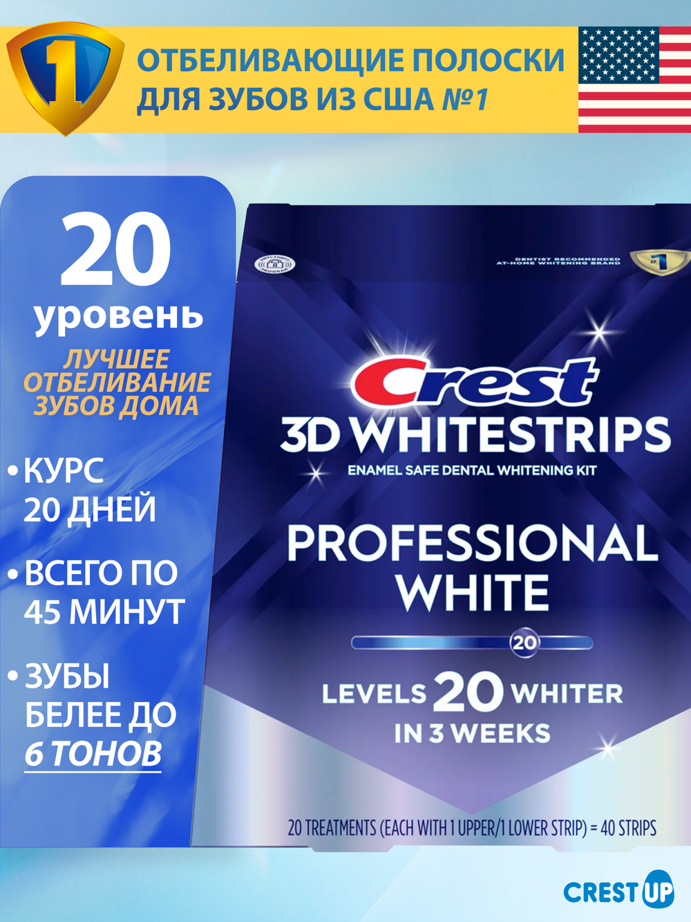 Отбеливающие полоски для зубов Crest 3D Whitestrips Professional White (Professional Effects)