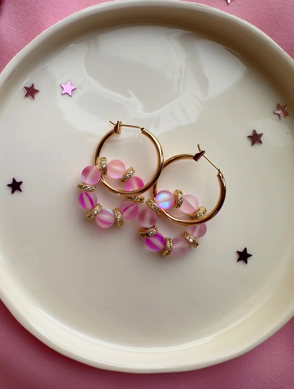 Серьги Лавандовые кольца с фианитами