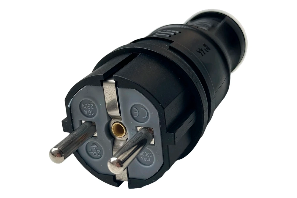 Вилка однофазная прямая каучуковая 220-250В, 16А, IP44 Samtools