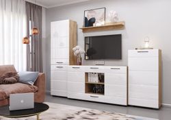 Гостиная 7 "Асти" (дуб бунратти/белый глянец), ЛДСП/МДФ, ДСВ Мебель, г. Пенза