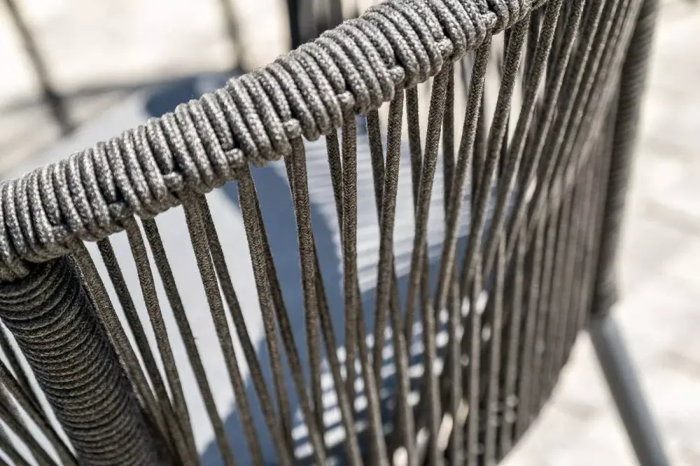 "Малага" обеденная группа на 6 персон со стульями "Марсель", каркас темно-серый, роуп темно-серый