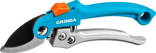 GRINDA P-51, 200 мм, закаленная сталь, шестерённая передача, двухкомпонентные рукоятки, покрытие ПВХ, плоскостной секатор, PROLine (423451)