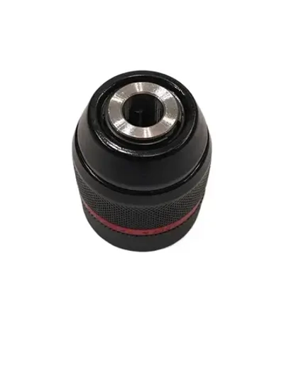 Быстрозажимной патрон для дрели и свёрл до 0,8-10 мм, 3/8",20UN, красный фиксатор цельнометаллический, рифленая поверхность