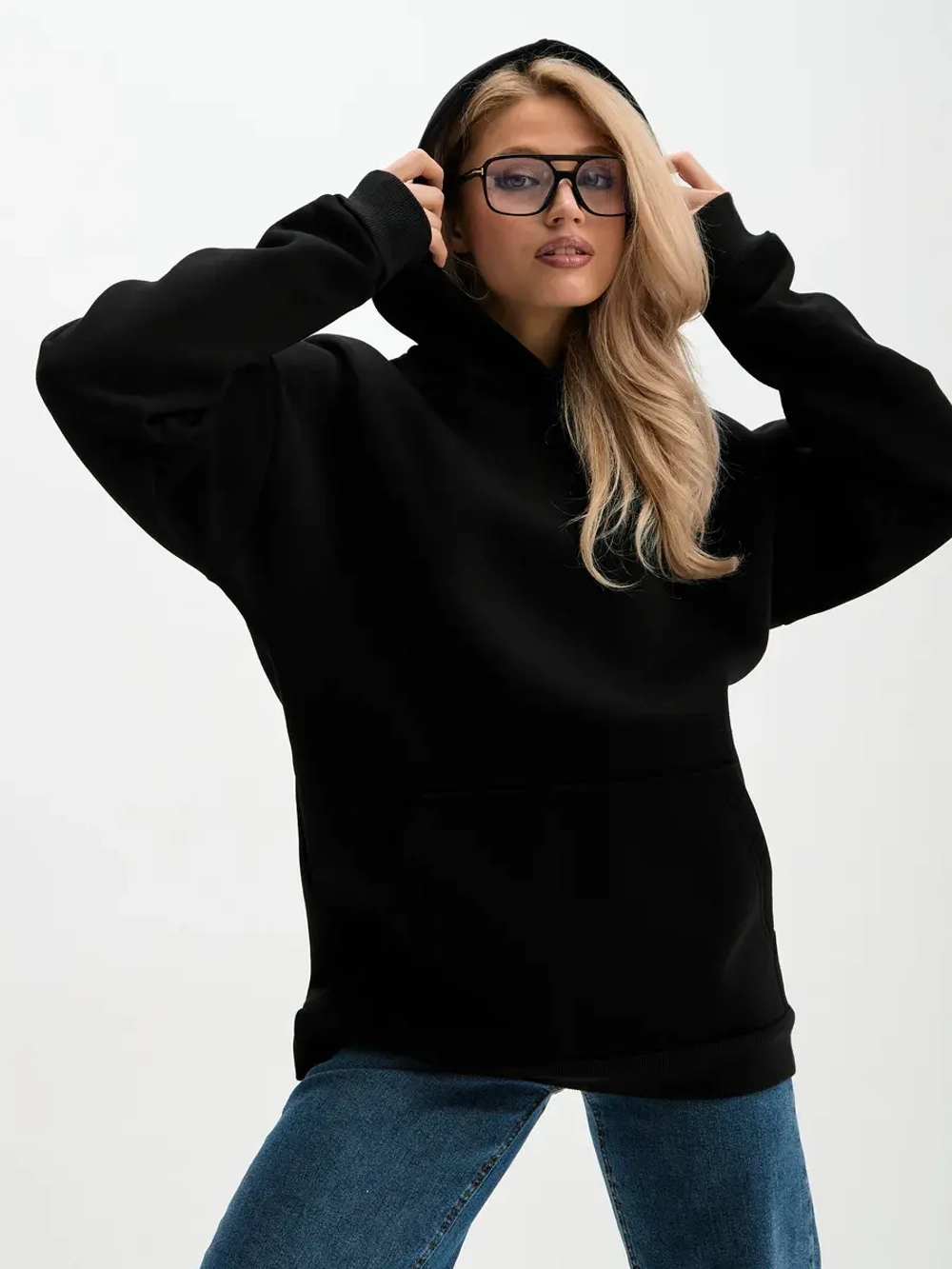 Худи оверсайз с капюшоном теплое с начесом