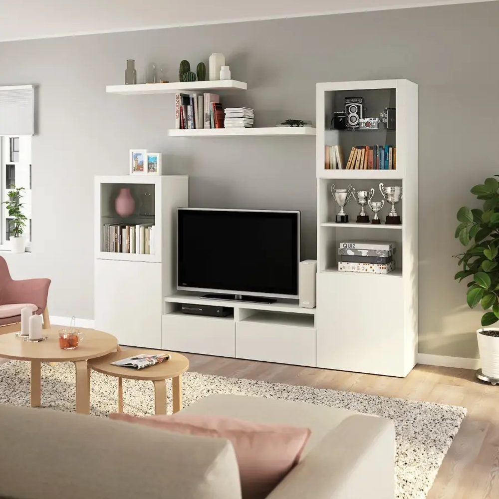 Комплект мебели д/гостиной  - IKEA BESTÅ/BESTA LACK, 193x42x240см, белый, БЕСТО ЛАКК ИКЕА