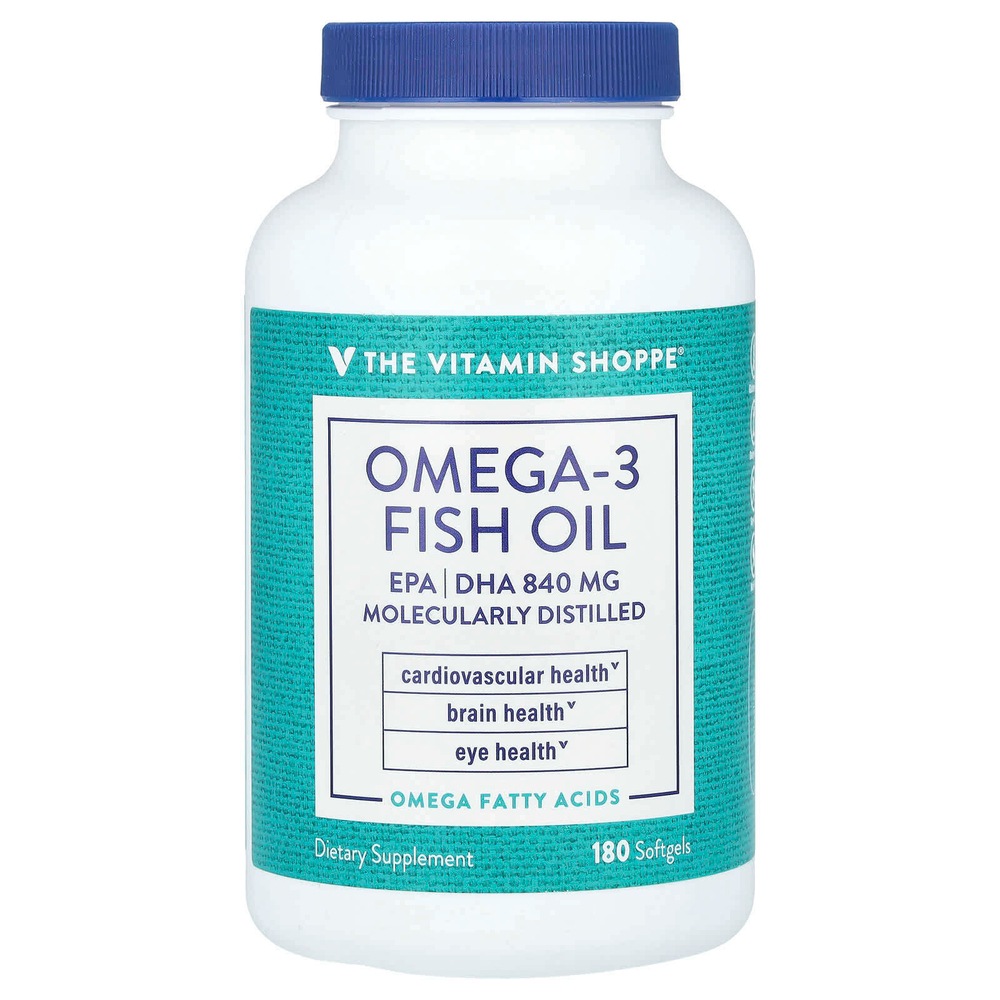 The Vitamin Shoppe, Рыбий жир с омега-3, 1200 мг, 180 мягких таблеток