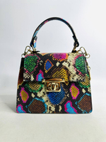 Женская разноцветная сумка из натуральной кожи