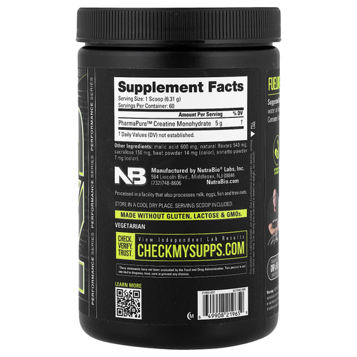 NutraBio, микронизированный моногидрат креатина, Paradise Punch, 378 г (13,3 унции)