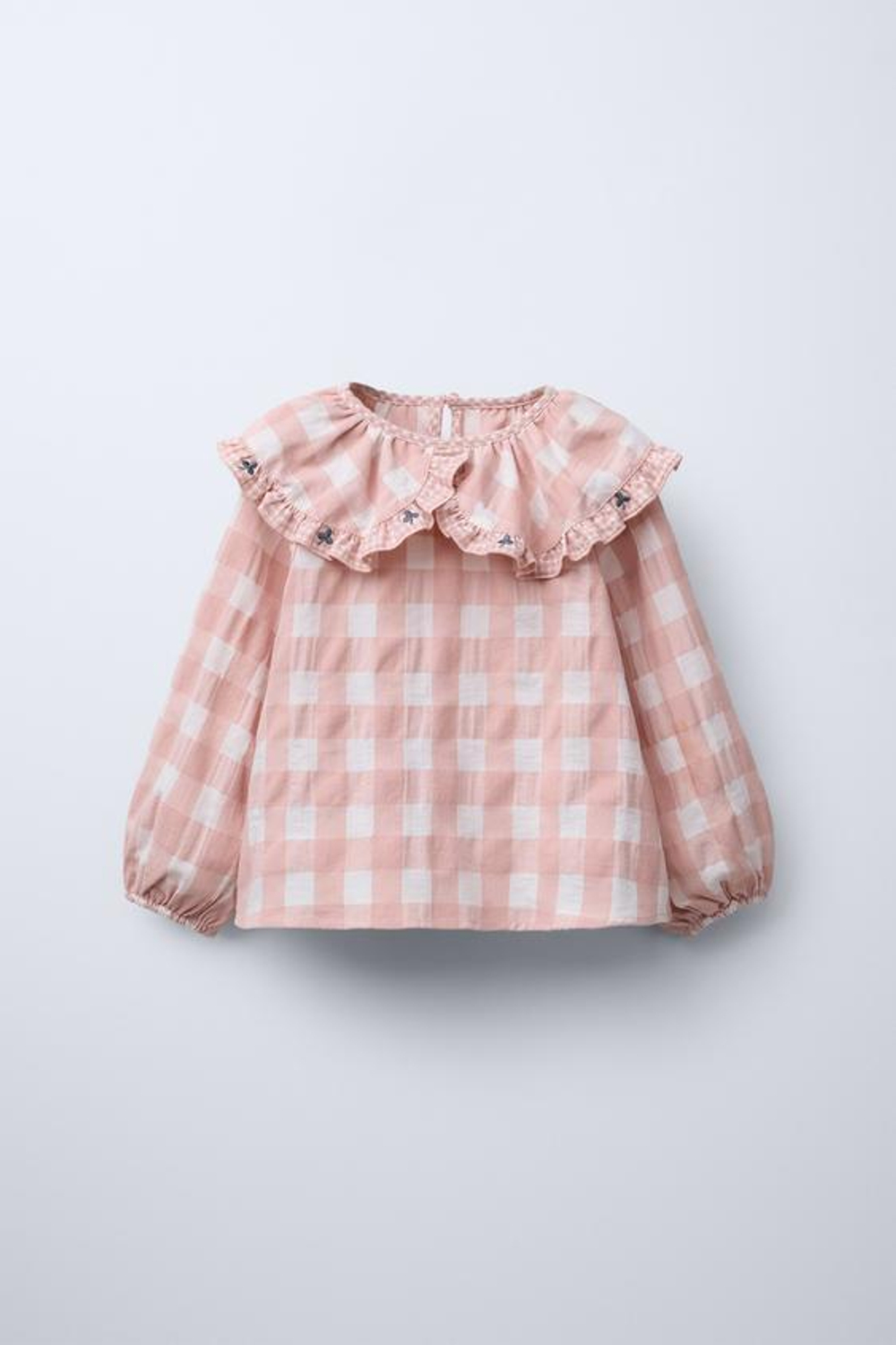 ZARA РУБАШКА В КЛЕТКУ С ЦВЕТОЧНОЙ ВЫШИВКОЙ, РОЗОВЫЙ