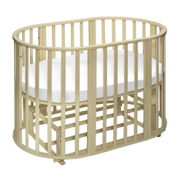 Детская кроватка Sweet Baby овальная, продольный маятник (слоновая кость)