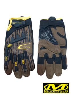 Перчатки полнопалые Mechanix Impact Pro (реплика). Коричневый