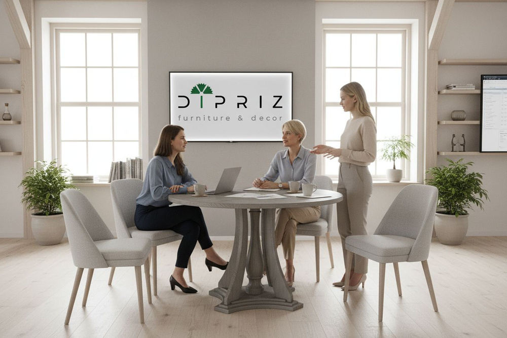 Стол кухонный, 100х100х75, Эванс, обеденный, круглый, из массива дерева, серый, Dipriz