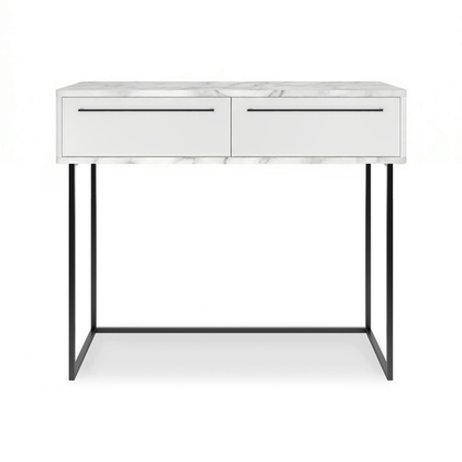 Туалетный столик консоль ROYAL 5211 эко (Мрамор Каррара-Черный-р.черная)