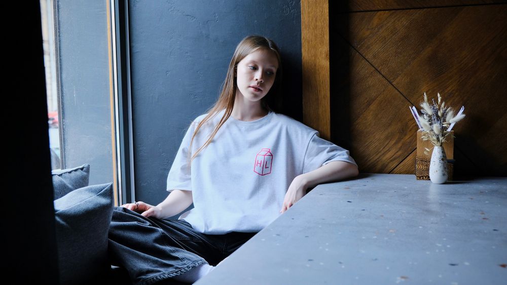 Футболка Hardlunch оверсайз Milk меланж серая