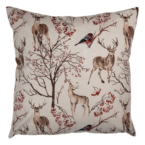 Наволочка декоративная "Олени и снегири" 45x45см Полиэстер