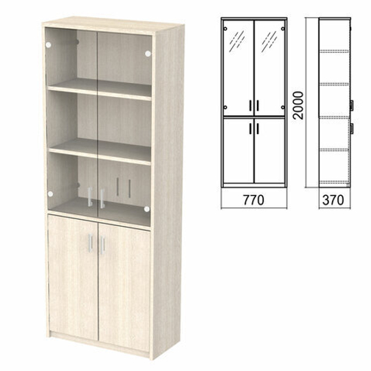 Шкаф закрытый со стеклом "Арго", 770х370х2000, ясень шимо (КОМПЛЕКТ)