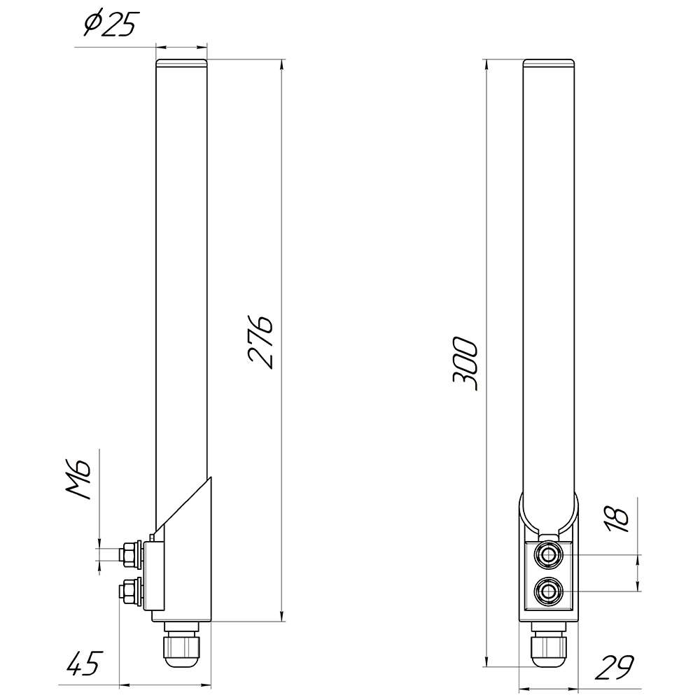 WiFi антенна 2,4ГГц KC6-2400T Чёрная