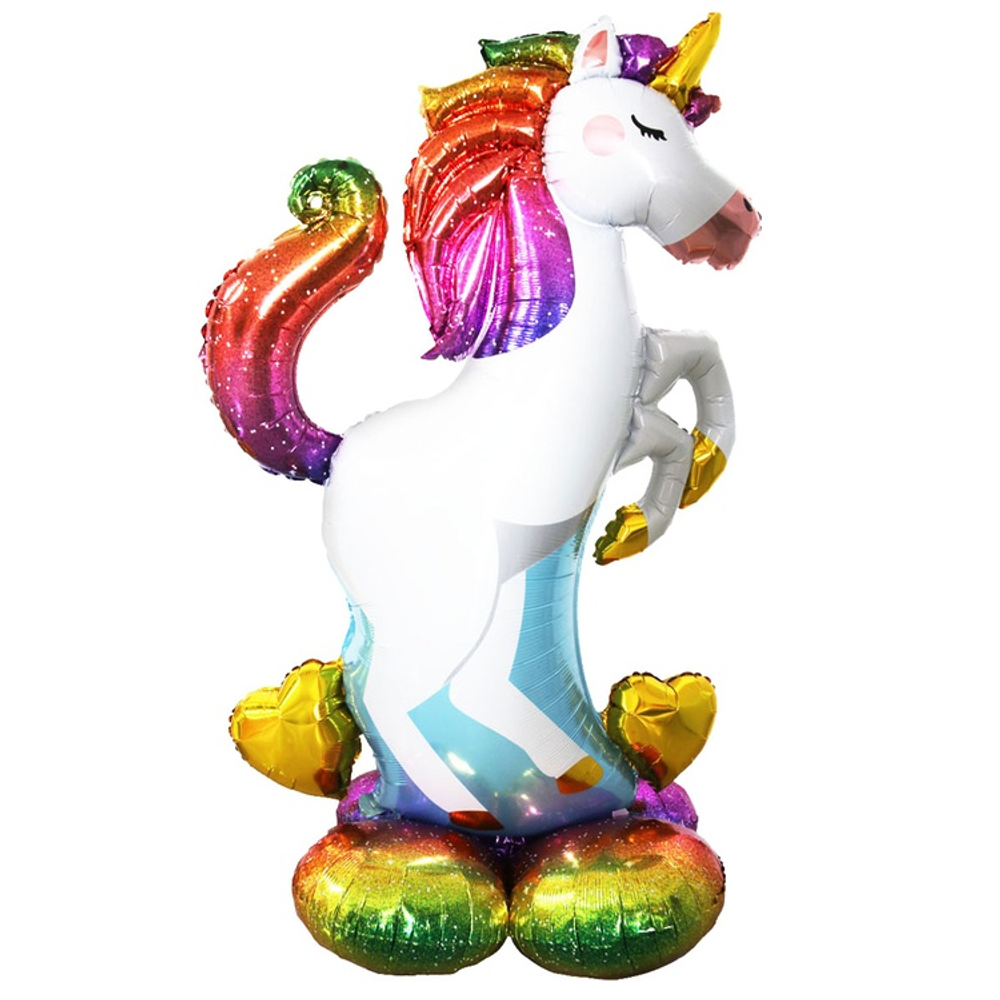 Шар Фольгированный Единорог Радужный сердца (Ассорти)