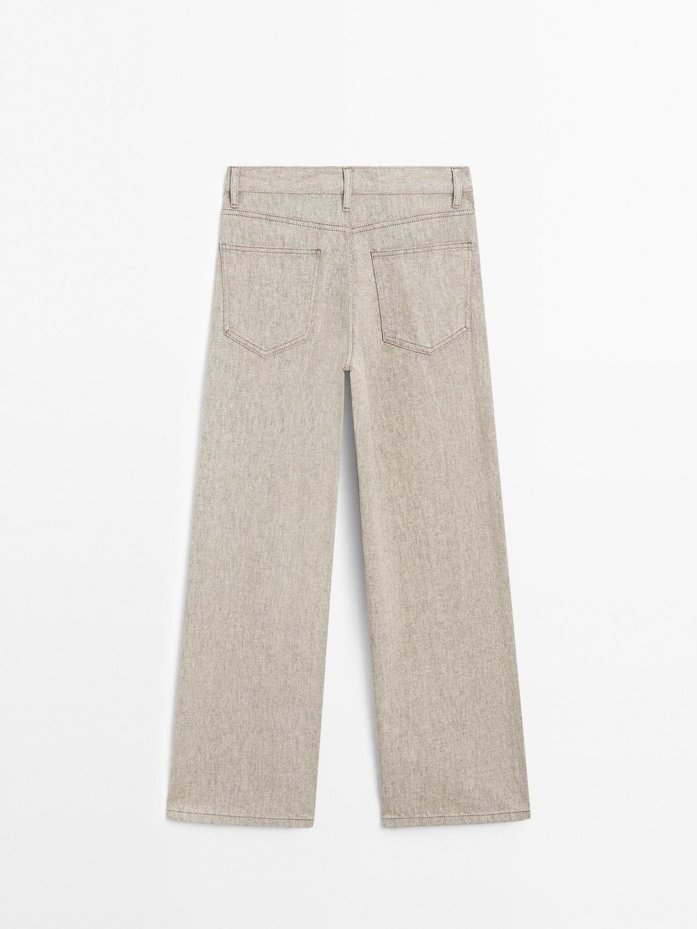 Massimo Dutti Джинсы со средней посадкой и широкими штанинами, бежевый