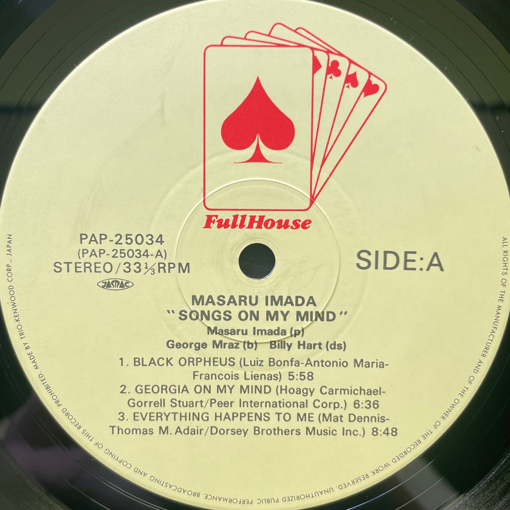 Masaru Imada ‎– Songs On My Mind (Япония 1982г.)