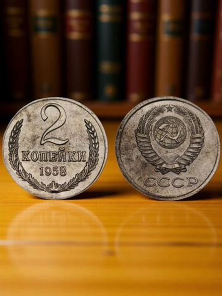 2 копейки 1958 года СССР Погодовка Копия пробной советской монеты никель