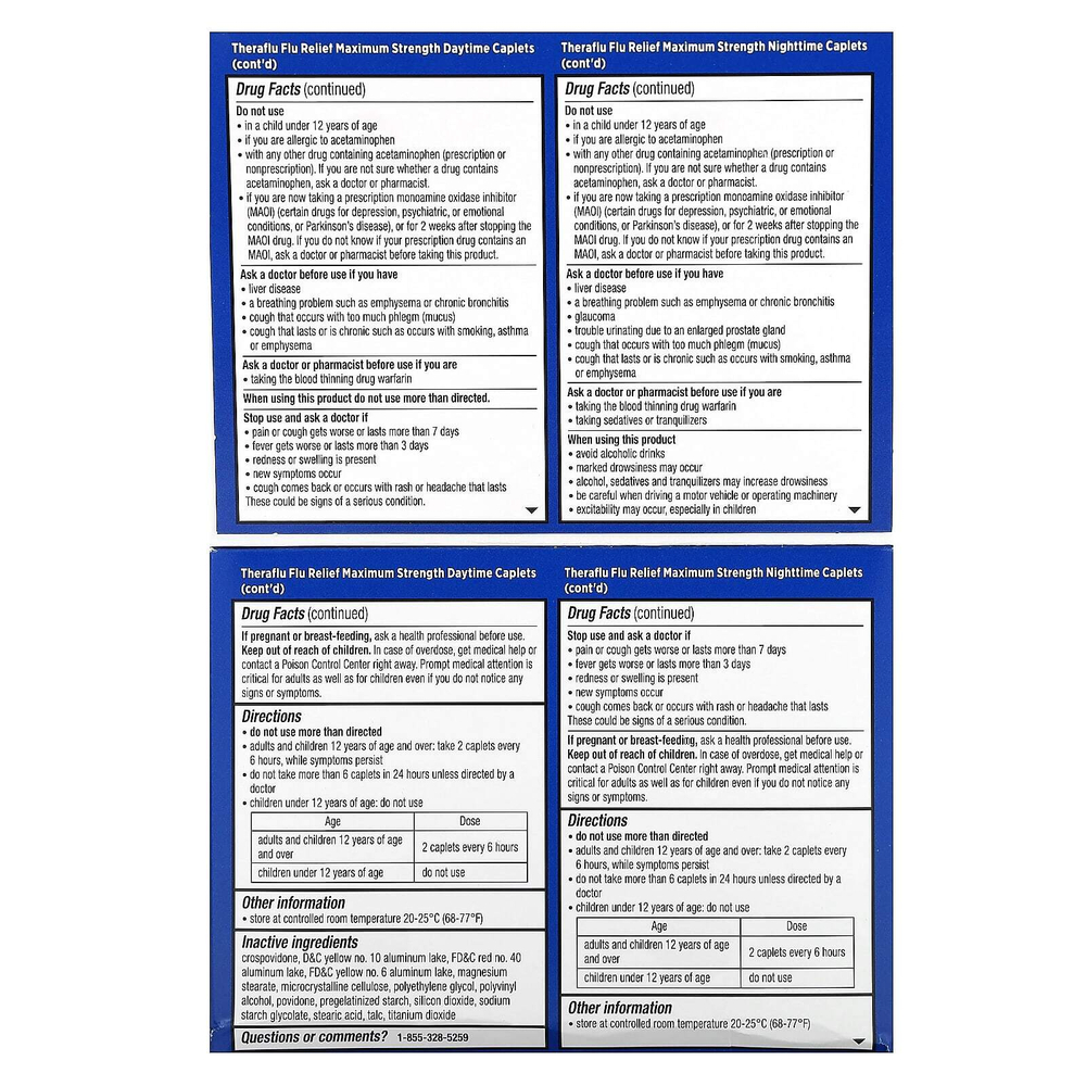 Theraflu, Flu Relief Max Strength, дневное и ночное действие, 40 капсул
