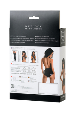 Боди Glossy Kiara из материала Wetlook, черное, L