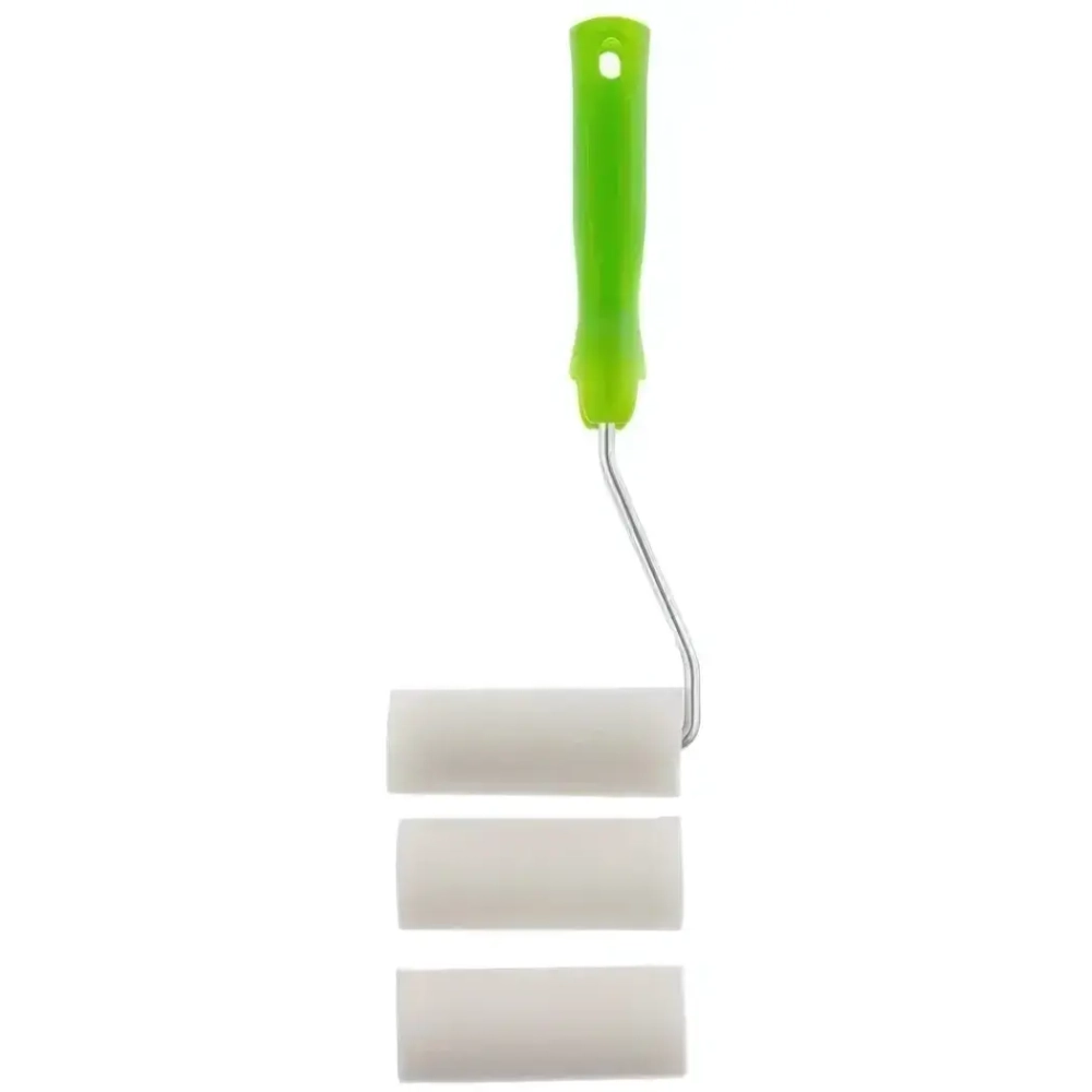 Валик с рукояткой поролоновый с 2-мя шубками 100 мм, D 42 мм, D ручки 6 мм Сибртех