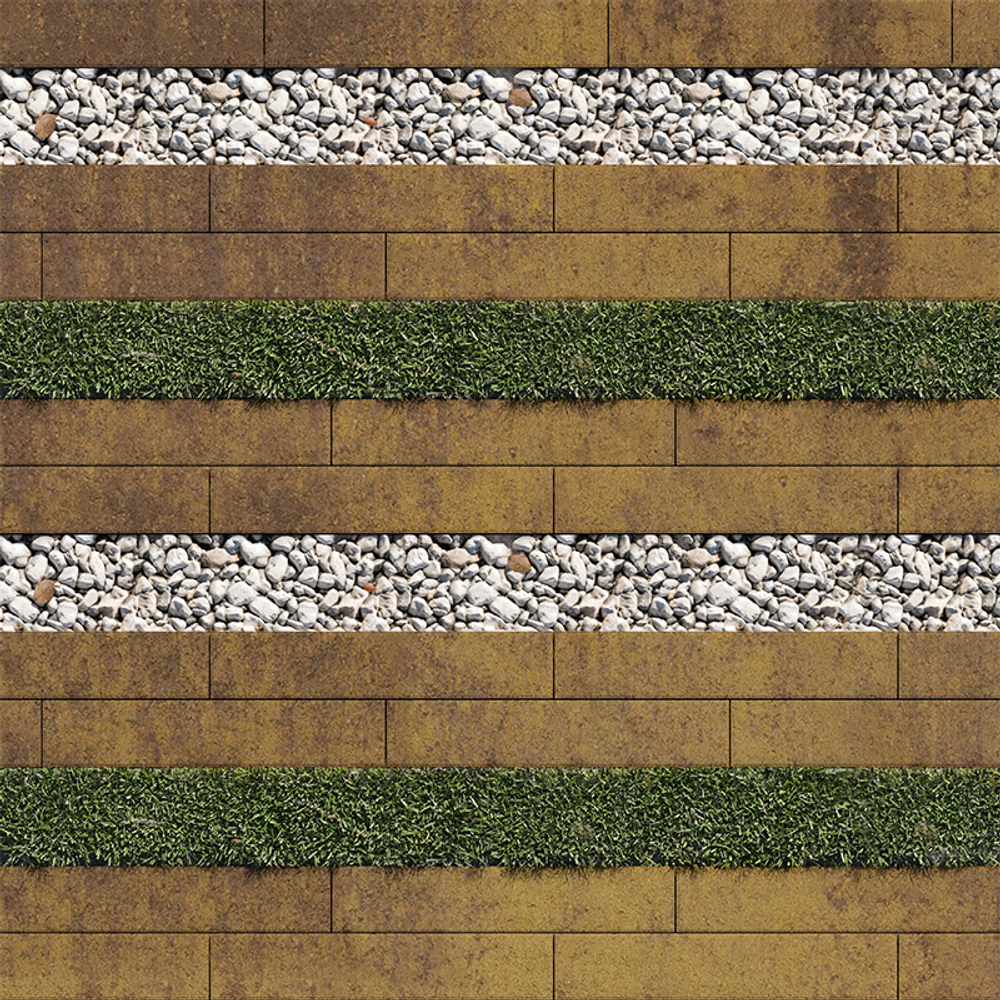 Тротуарная плитка ГАЗОННАЯ РЕШЕТКА - Листопад гладкий Янтарь