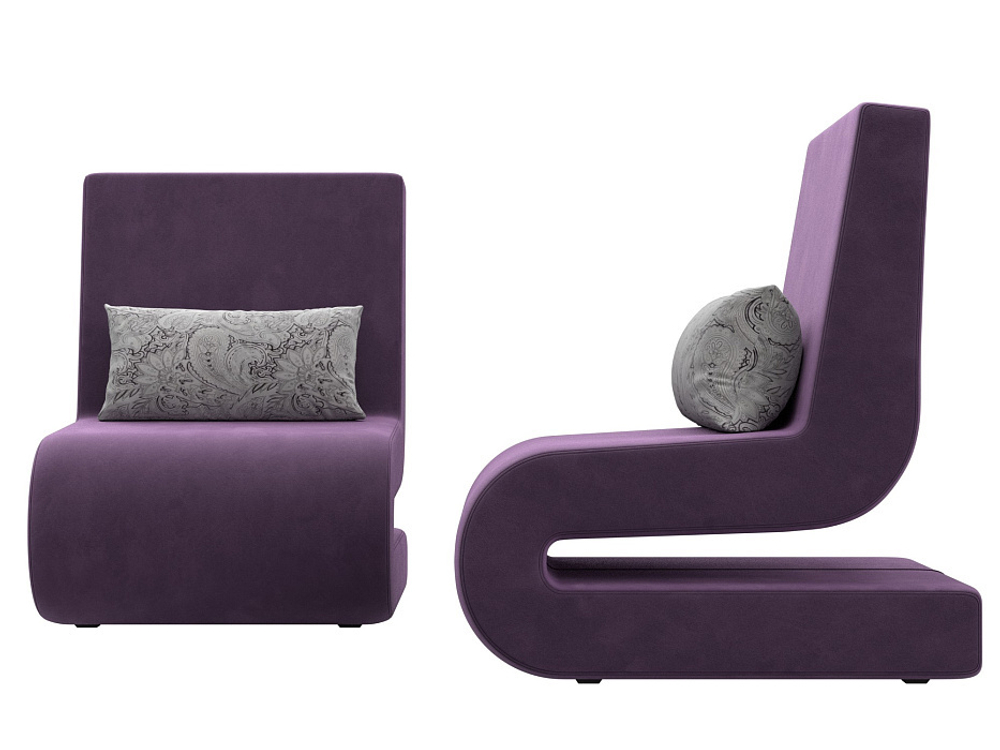 Кресло Волна (2 шт.), Сиреневый/Серый, Микровельвет\Велюр, 115670