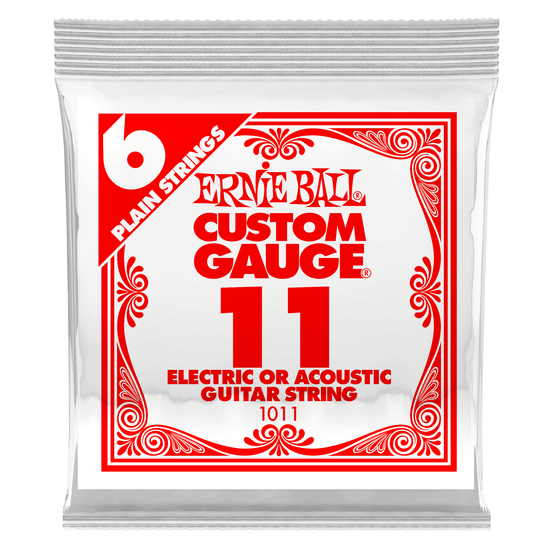 Струна одиночная для акустической и электрогитары ERNIE BALL 1011 Plain Steel .011