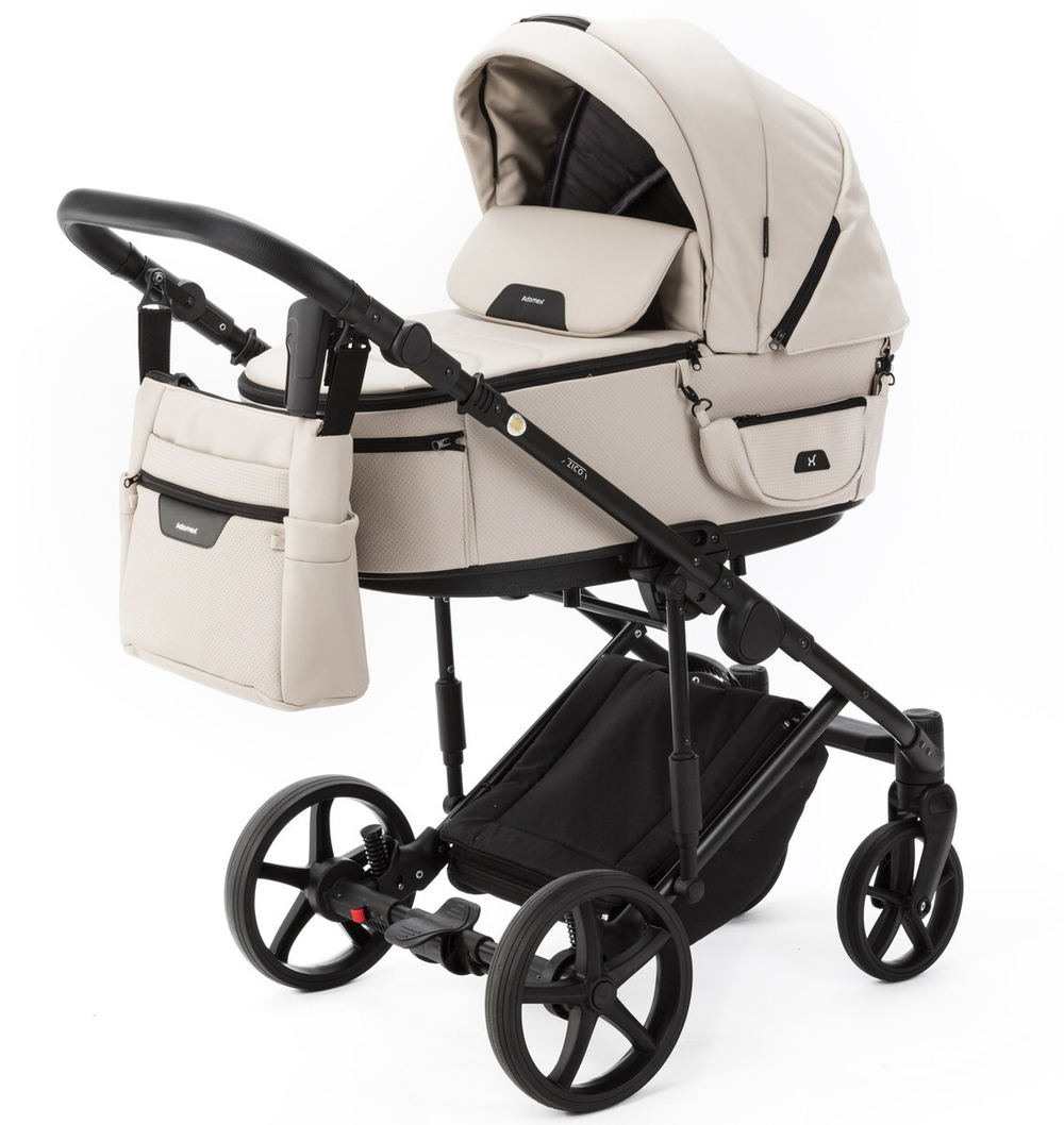 Детская коляска Adamex Zico Deluxe New 2 в 1 ZN-SA07 (СВЕТЛО-БЕЖЕВАЯ КОЖА)