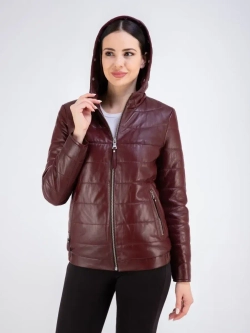 Куртка женская из натуральной кожи с капюшоном Турция