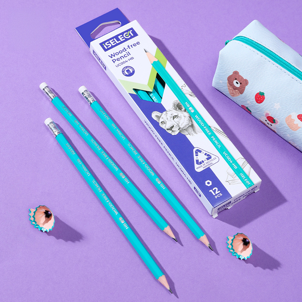 Карандаш i Select, НВ, шестигранный корпус, пластик, с ластиком, ассорти