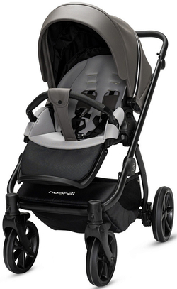 Детская коляска Noordi Fjordi Leather V2 3 в 1 с автокреслом Terra Black 1462803 Stone Grey
