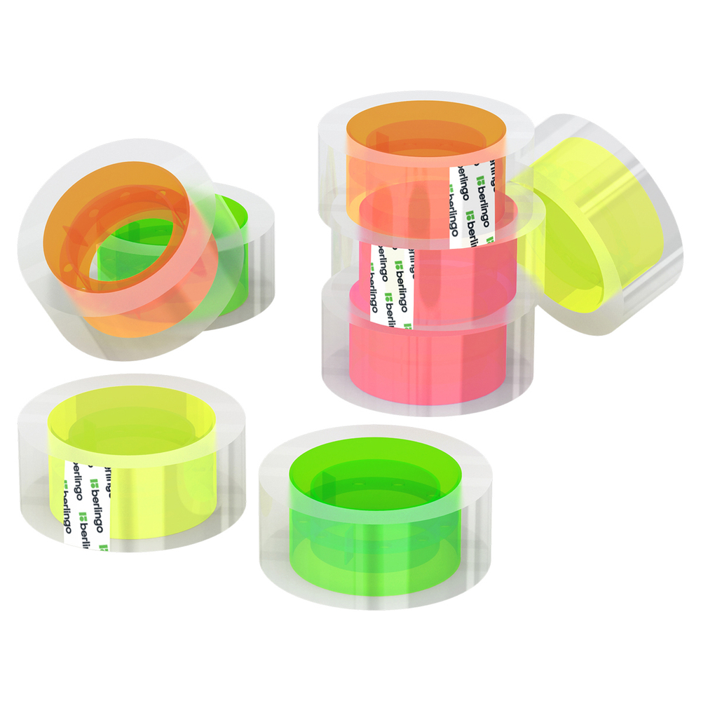 Клейкая лента 19мм*33м, Berlingo, кристально-прозрачная с неоновой втулкой. Скотч