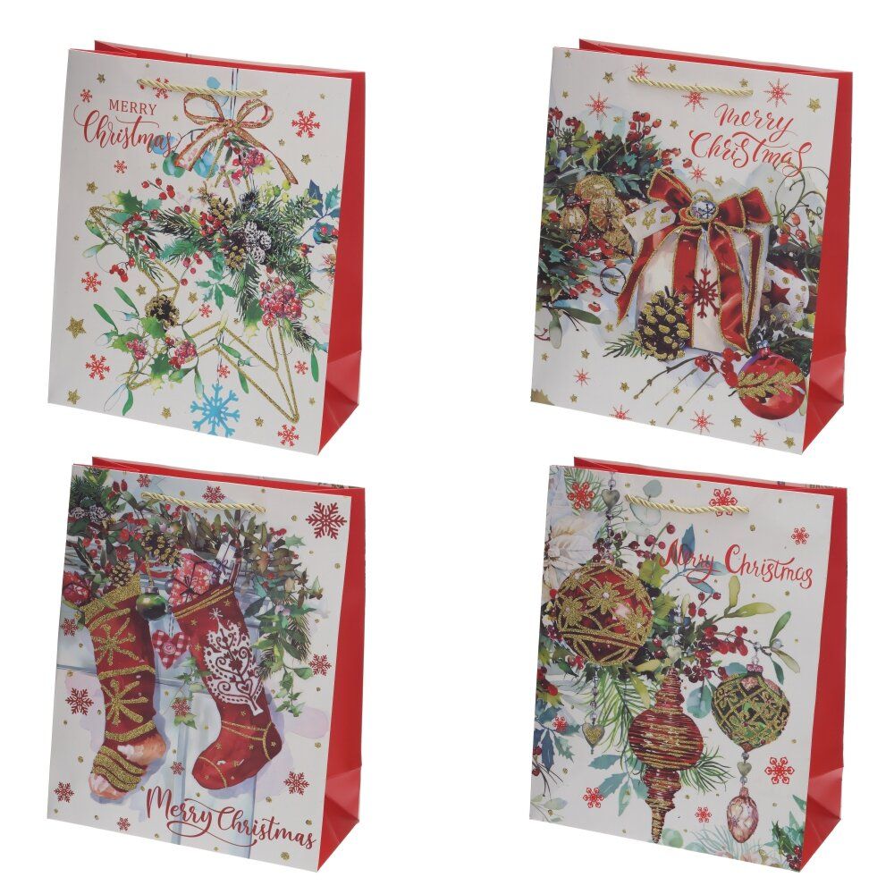 GAEM Пакет подарочный M (бумага 210г/м2, блок 12шт), L32 W12 H26 см, 4в.