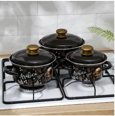 Набор эмалированных кастрюль «Арабика-1», 3 предмета: 1 л, 1,5 л, 2,3 л, индукция