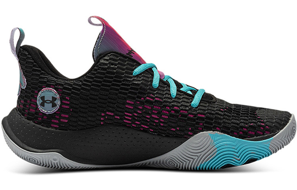 Under Armour Spawn 3 low-cut retro basketball shoes for men and women in the same style black