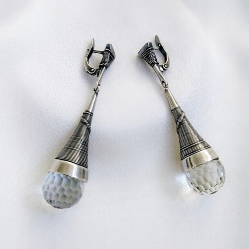 "Диксон" серьги в серебряном покрытии из коллекции "Фактура" от Jenavi с английским замком